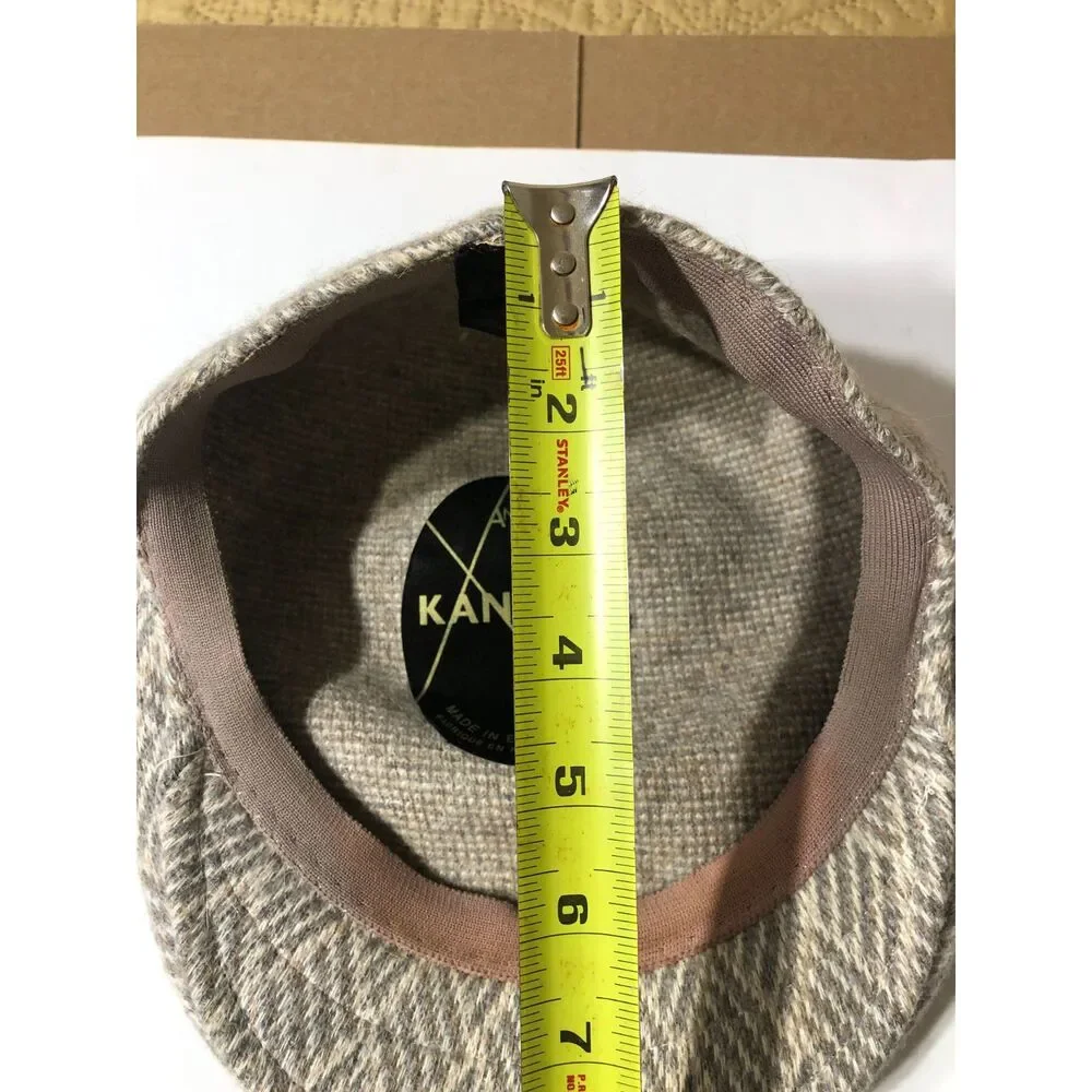 Vtg 90s Kangol Galway Wicker Flat Cap Ivy Driving Hat Wool Angora Eclectic Sz XL